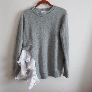 Storets Womens Gray Ruffled Sweater S